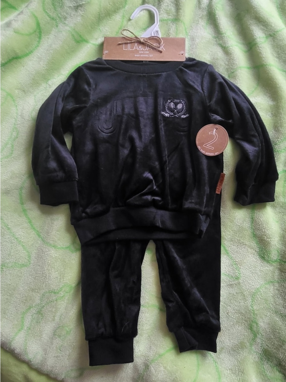 LILA & JACK Kids Black Velvet Pajama Set